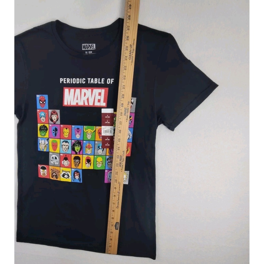 ✅🆕🚨👕Marvel‎ Heros T-Shirt Mens S Chemistry Black Graphic Periodic📸SEE📏🚨📸 - Picture 8 of 13